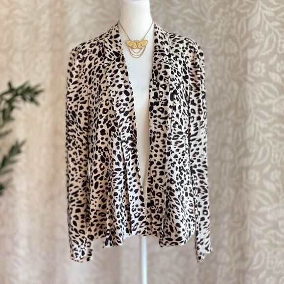 NWT Sophia Vergara Leopard Print Lightweight Casual Animal‎ Print Blazer Size L - Picture 1 of 8